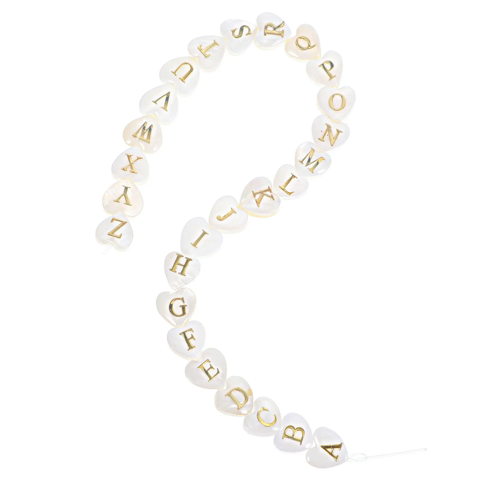 

26 шт. бусин в форме сердца с буквами алфавита, 8 мм, белые, из перламутра, для самостоятельного изготовления украшений, браслетов, ожерелий, аксессуаров