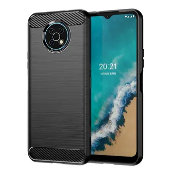 Silikonové pouzdro z uhlíkových vláken Funda pro Nokia G50 G20 G10 G21 G11 XR20 X71 X100 X20 X10 C21 Plus kartáčovaná textura tenký kryt 10 nejlepší prodej Černý kryt pro Nokii G10 - №1
