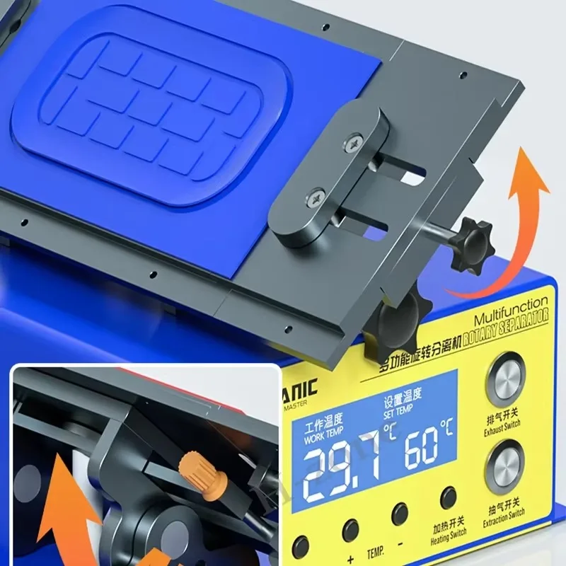 Mesin Pemisah Layar Multifungsi Rotary 361 ULTRA 14 Inci untuk Pemanasan Layar, Penghilangan Lem, dan Pelepasan Bingkai