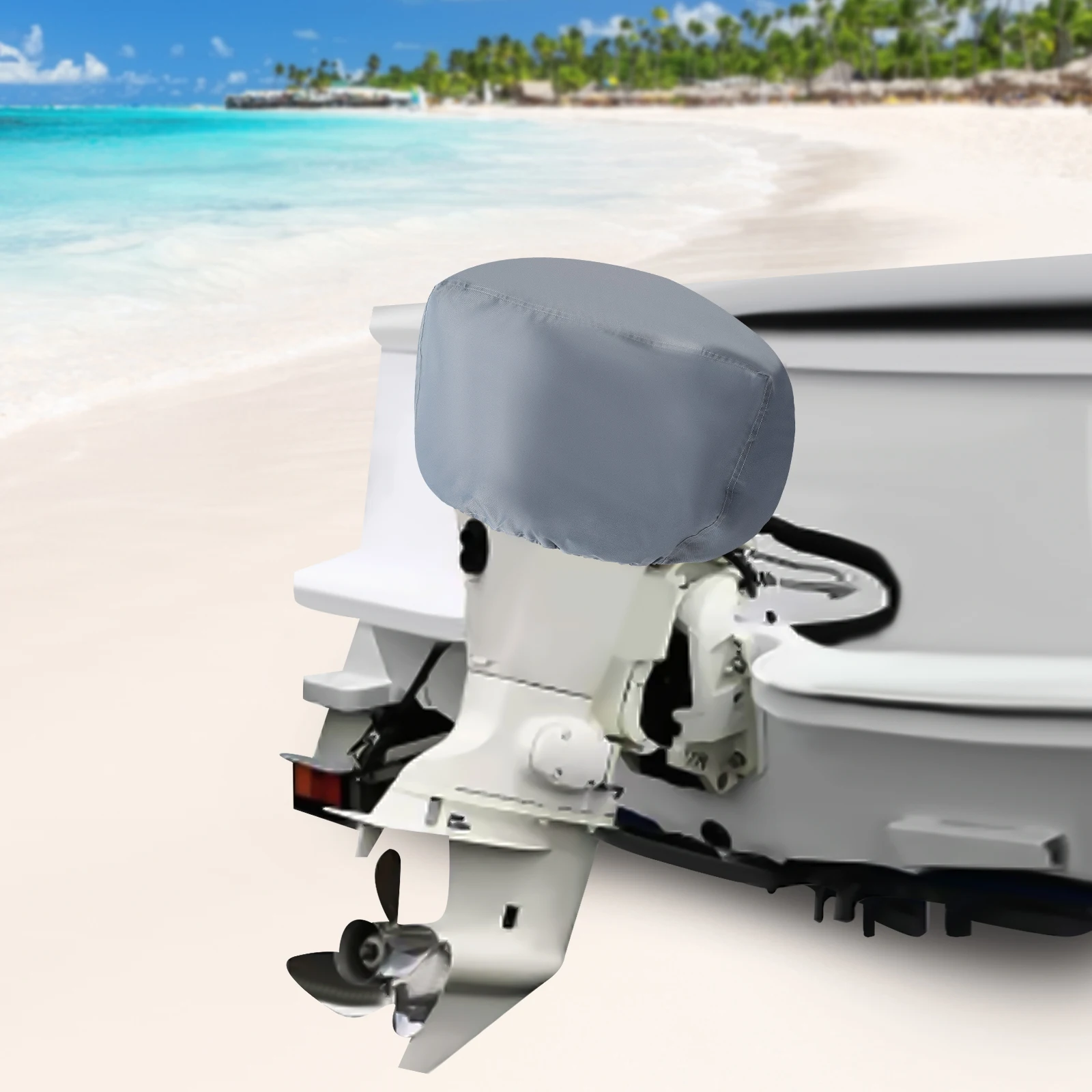 Outboard Motor Cover, 420D Heavy Duty Waterproof Boat Motor Hood Covers--Fit for Motor up to 15-20 HP