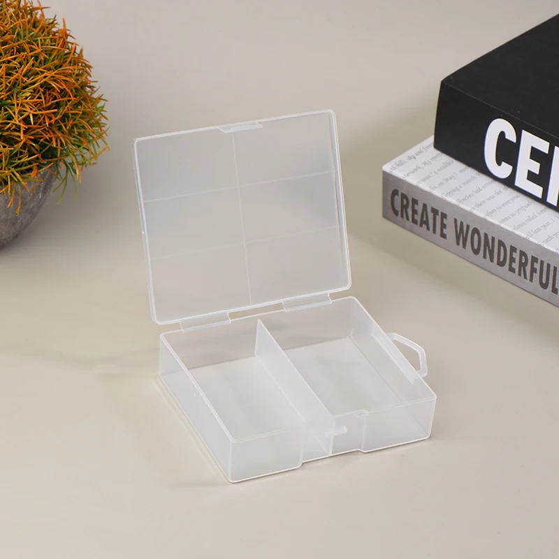 1pc Transparent Battery Storage Box For AA Batteries, Plastic Organizer With Hardware Accessories And Clear Divider With Cove