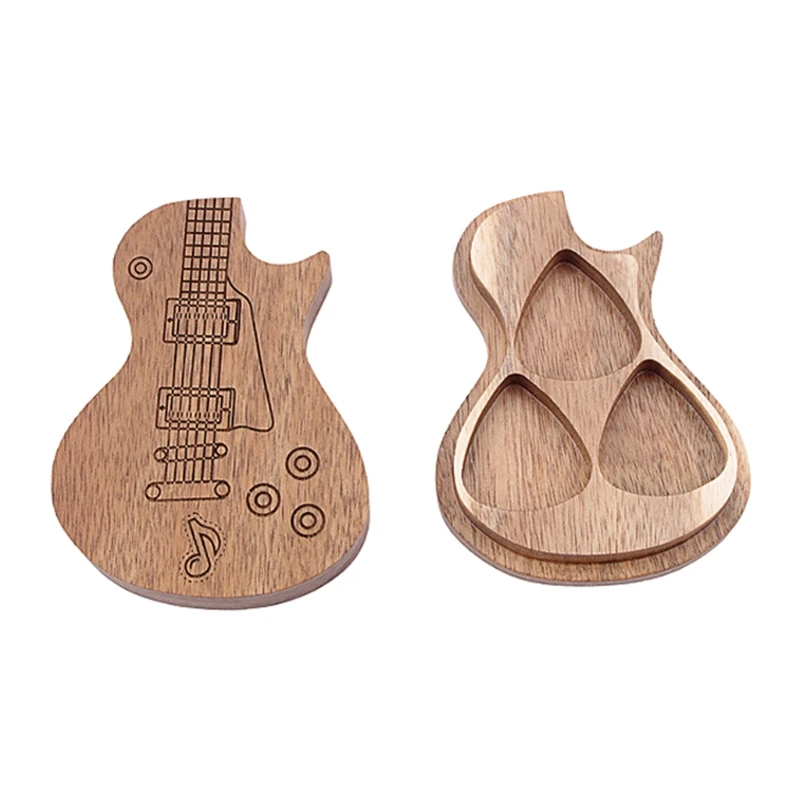 PXPF 1Pc Guitar Pick Holder Wooden Plectrum Guitar Case Personalized Mediator Storage Box Bass Pack Jazz Gift