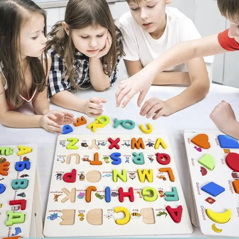 

Kids Wooden Educational Puzzle Upper Case Lower Case Letters For Family Game Children Preschoolers Toy