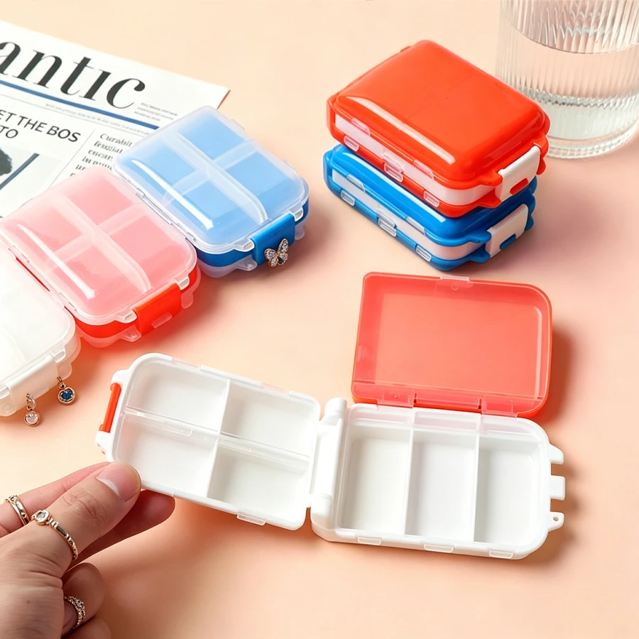 Small jewelry box - Portable folding three-layer plastic jewelry  storage  compartment with 8 compartments for separate storage.