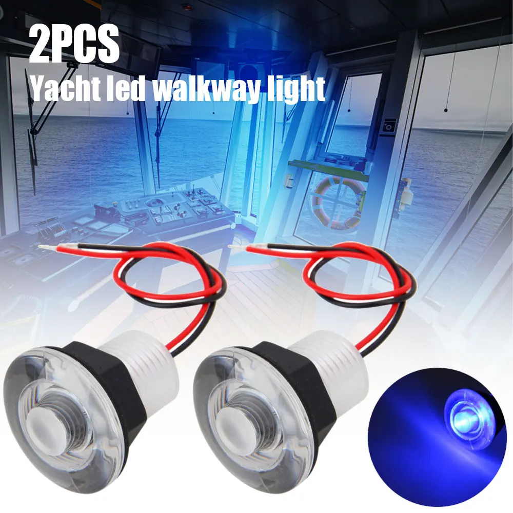 12V 38mm Blue LED Boat Stern Light RV Courtesy Yacht Waterproof Submersible Tail Lamp Marine Interior Cabin Deck Courtesy Light