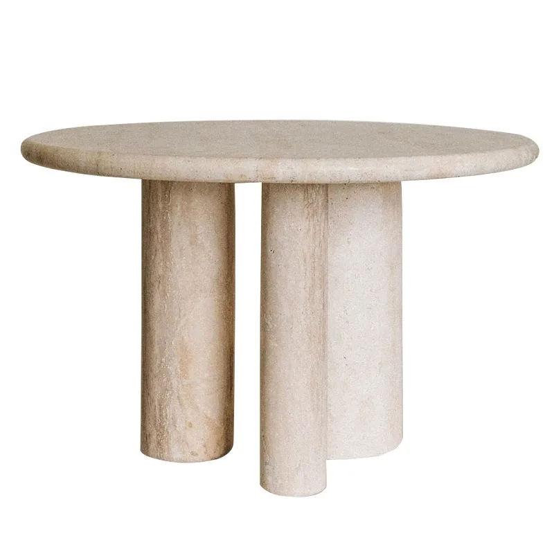

Round natural travertine marble dining table Cream style coffee table Living room side table Simple coffee table