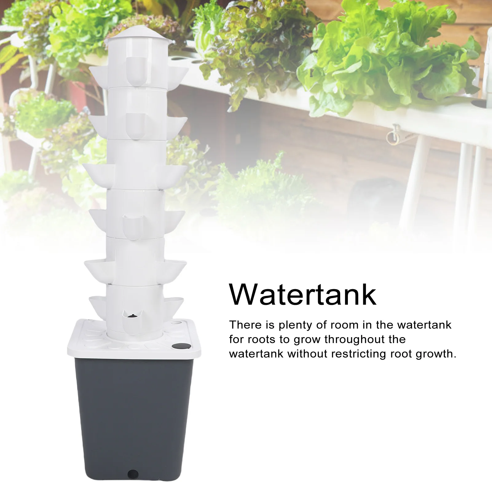 Hydroponic Planting Tower Vertical Hydroponic Growing System Space Saving 18 Hole Hydroponic Tower with 10L Watertank for Home