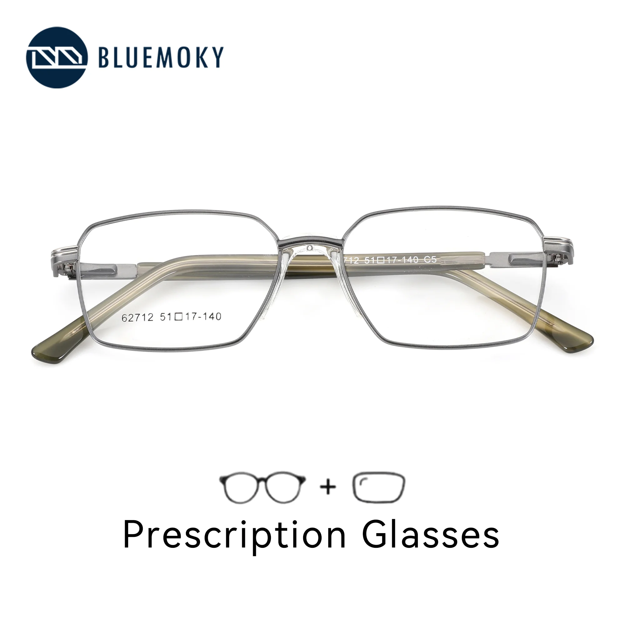 

BLUEMOKY XS Size Fashion Metal Prescription Glasses Square Optical Lenses With Recipe Man Myopia Eyeglasses Men