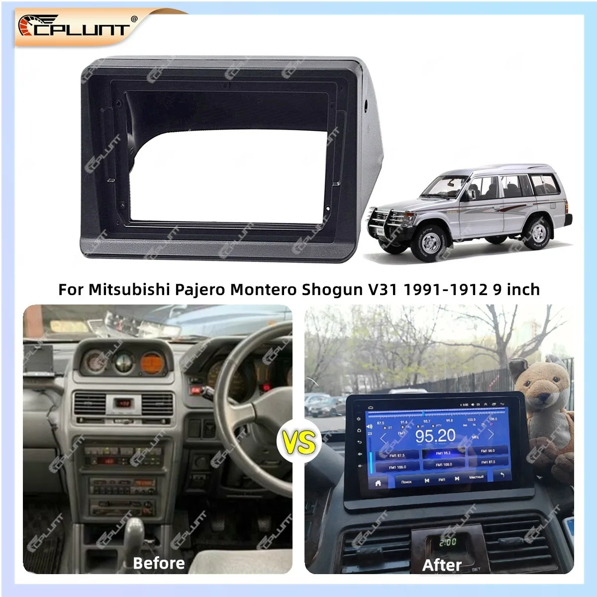 2 Din Car Stereo Radio Frame Fascia Adapter For MITSUBISHI PAJERO SPORTV31 91-12 9INCH Android DVD Dash Fitting Panel Kit