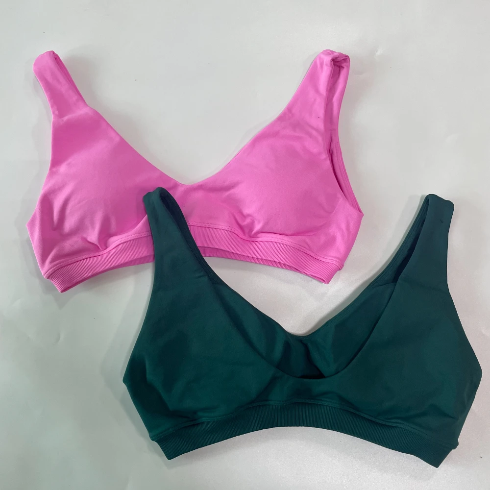 Damen Sport-BH mit rückenfreiem V-Ausschnitt, nahtloses Gym-Top, Workout-Yoga-Crop-Tanktop mit herausnehmbaren Polstern, hochelastischer Push-Up-BH – Detail 8
