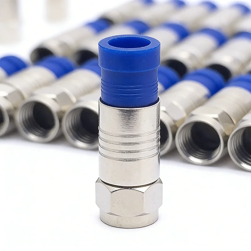 RG6 Compression Connectors F Type RG6 Coaxial Cable Compression Fittings Waterproof Coax Connectors for Satellite TV Cable