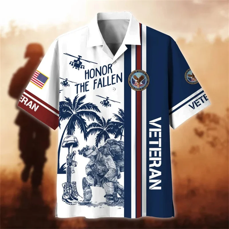 

New Summer 3D United States Soldiers Armys Veterans Printing Shirts For Men Fashion Cool Short Shirts Y2k Harajuku Tops Clothing