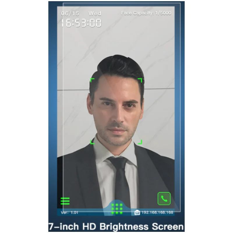 7 Inch WIFI Dynamic Face Recognition Access Control System RFID Card Biometric Attendance Machine Full View HD Screen