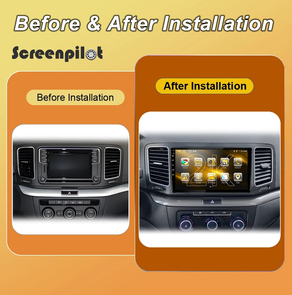 Android 16 Car Radio Stereo For Volkswagen VW Sharan SEAT Alhambra 7N 2010-2022 Multimidia Player GPS Carplay Android Auto RDS