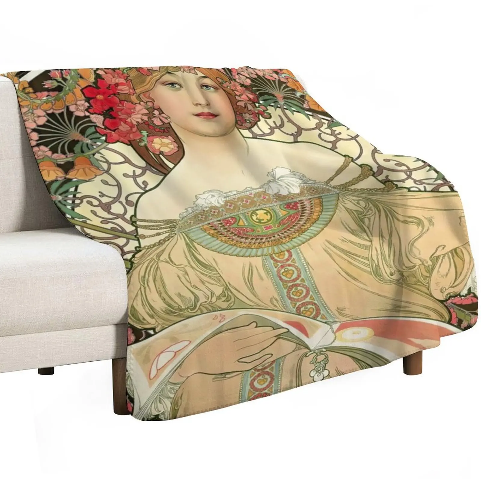Devaneio - Alphonse Mucha 1897 Throw Blanket cosplay anime Personalized Gift Multi-Purpose Nap Cute Plaid Designers Blankets