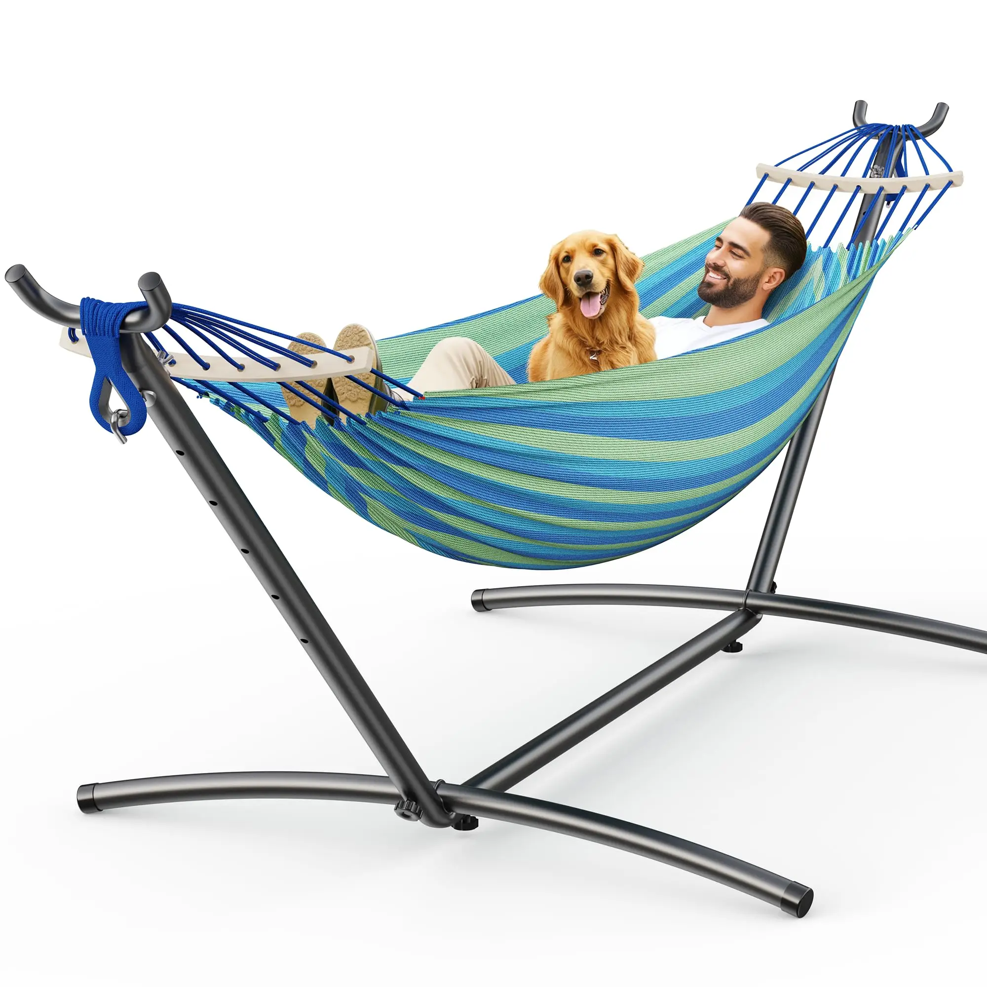 Spreader bar Load 500lb for Patio Porch Garden Backyard Outdoor and Indoor Double Hammock with Steel Stand and Removable