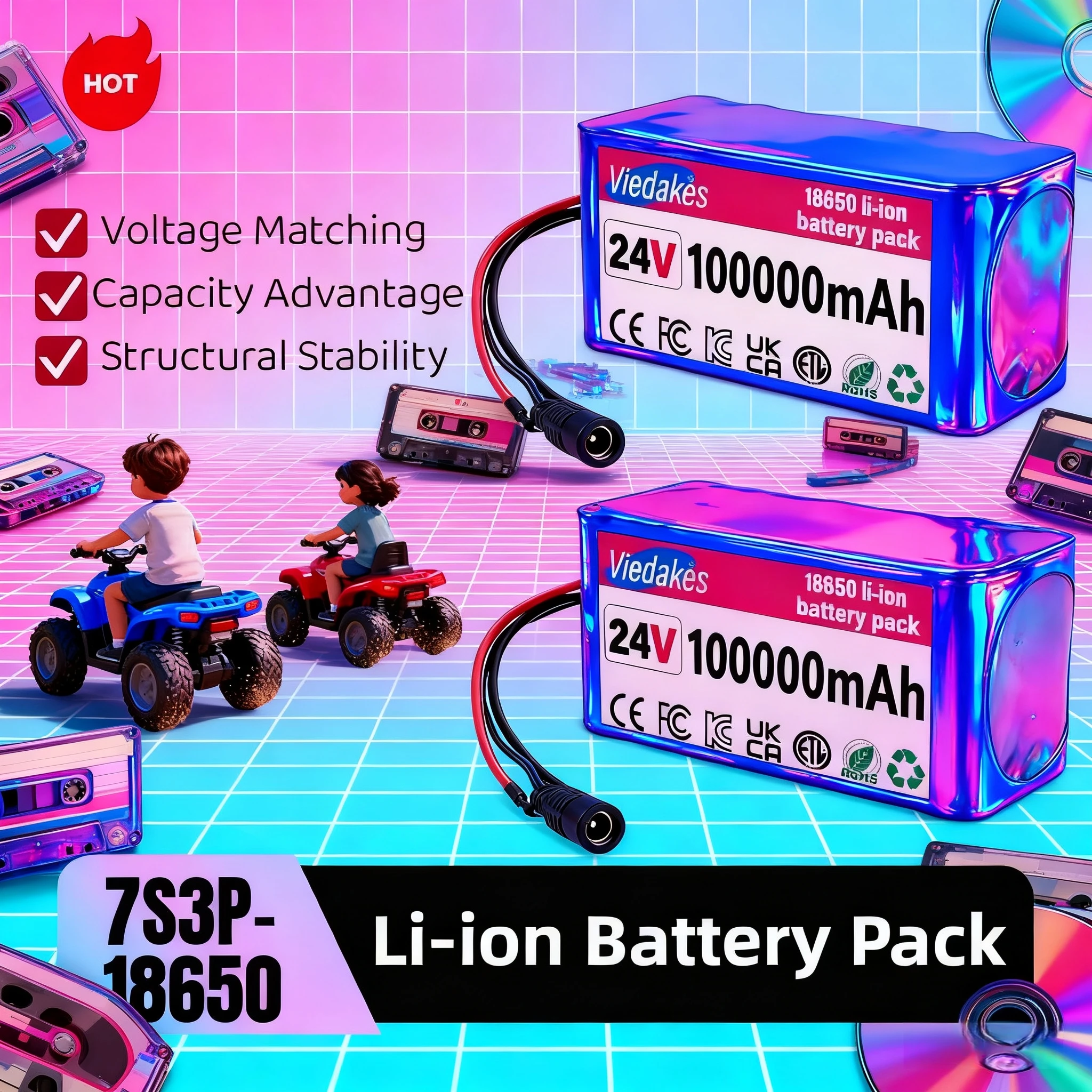 

29.4V 100Ah 7s3p 18650 battery lithium battery Suitable for 24V-29.4V motors Lithium ion Battery pack + 2A Charger