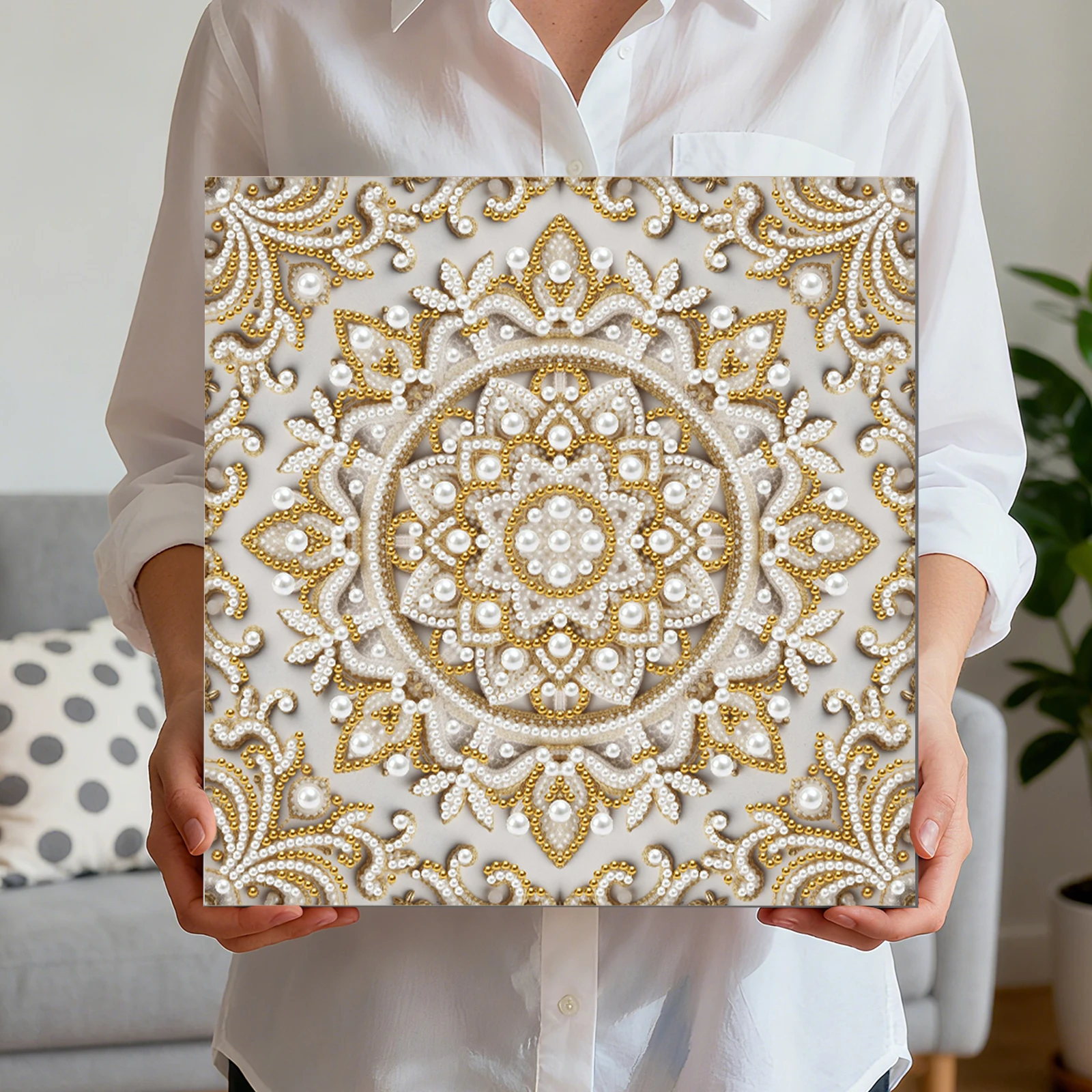 

Round Mandala DIY Pearl Painting Kit for Adults Home Wall Decor 25x25cm w/ Frame