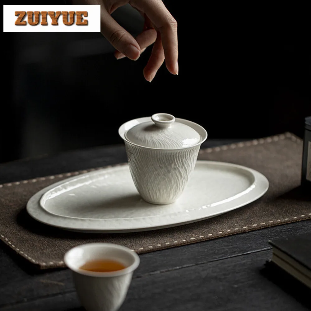 Handmade Grass Wood Ash Gaiwan Japanese Not Hot Tea Tureen Household Tea Making Cover Bowl Zen Drinkware Accessories Collection