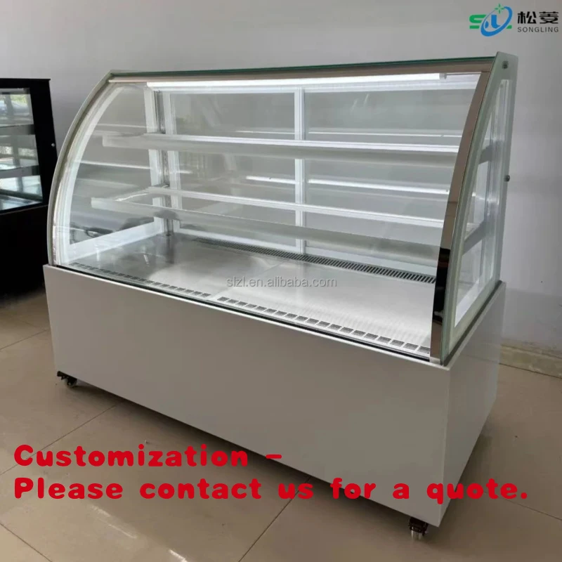 custom.Stainless Steel Cake Showcase Cooled Pastry Display Chiller Heating Wire Defogging Glass Door Cooler