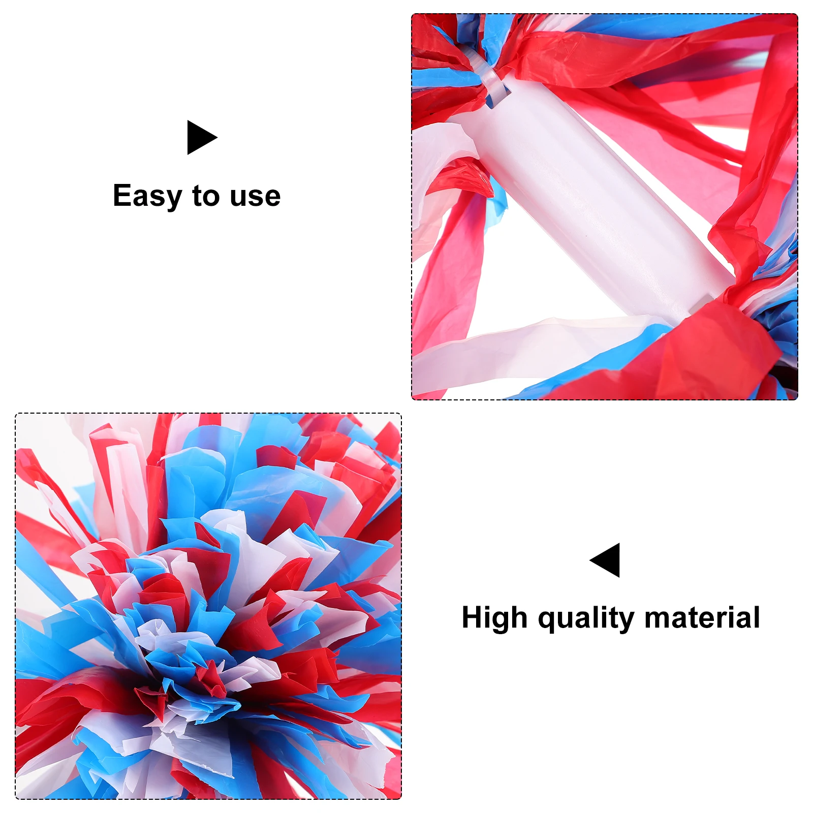 

2pcs Cheerleading Poms Pet Material Lightweight Unbreakable Glossy Smooth Handle For Dance Party Sports Events Fundraisers