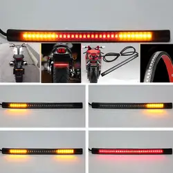 Flexible Motorcycle License Plate LED Light Tail Brake Stop Turn Signal Lamp Universal Waterproof With Dual-side Adhesive Tape