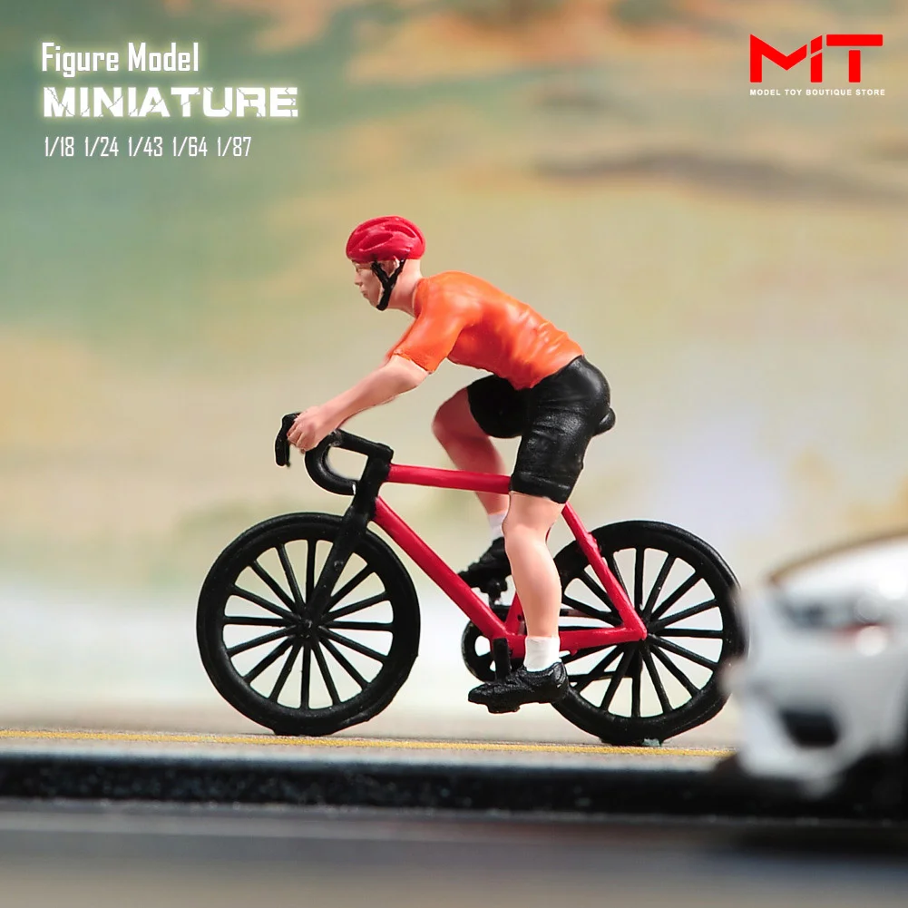 In Stock Painted Miniatures 1/87 1/64 1/43 1/24 1/18 Boy Racing Driver Bike Figure Figurine Diorama Mini Doll Model Scene Prop