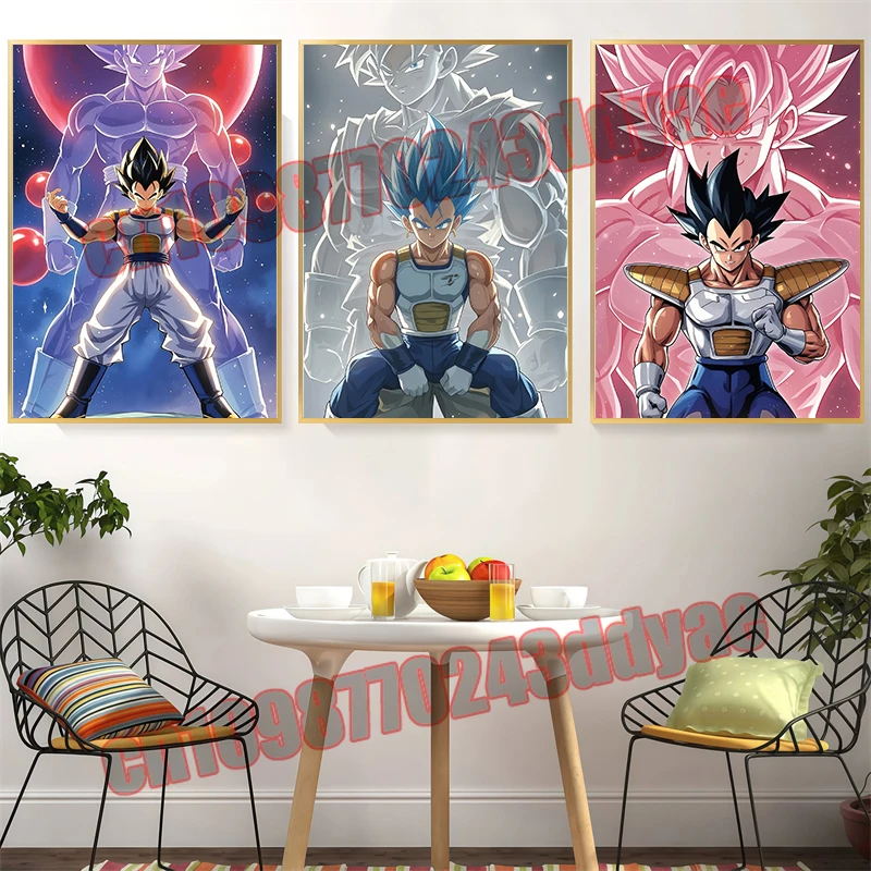 Póster de Dragon Ball de Anime, pintura de Vegeta Wukong, lienzo impreso, decoración artística de pared de habitación, imágenes, Mural, decoración para sala de estar