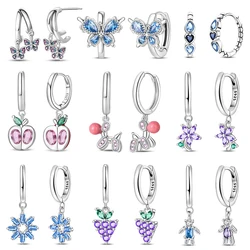 Exquisite 925 Sterling Silver Zircon Flower Hoop Earrings For Women Fashion Luxury Daily Accessories Party Jewelry Birthday Gift