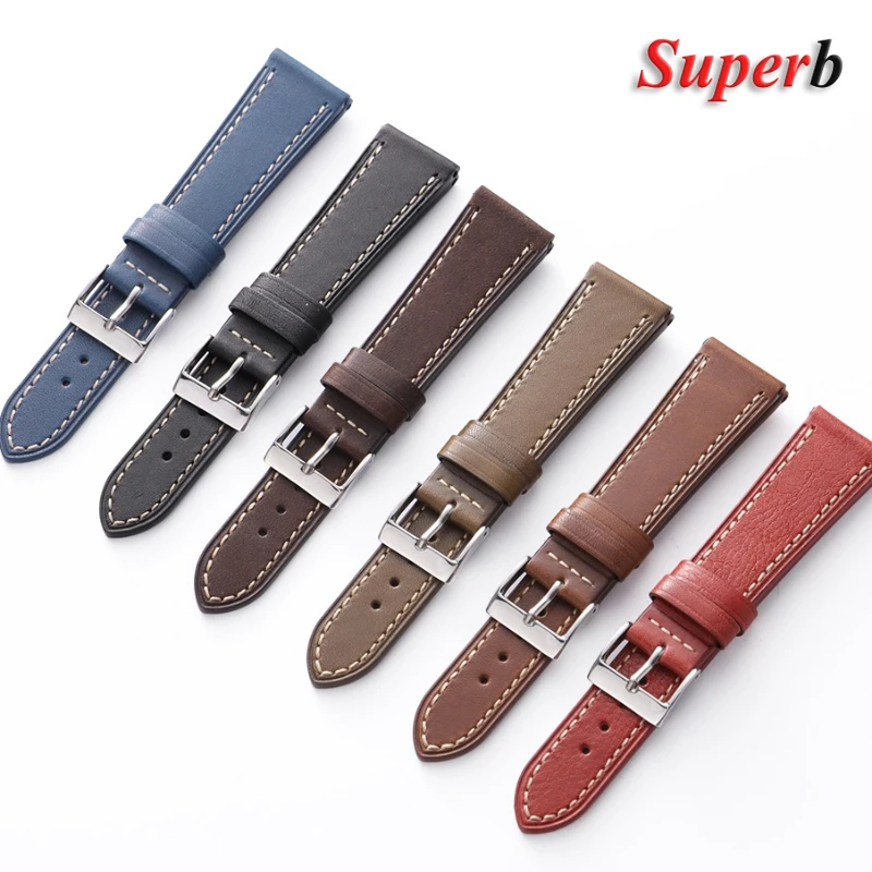 18 مللي متر 20 مللي متر 22 مللي متر خمر جلد العجل الساعات اليدوية الرجعية النفط الشمع حزام من الجلد لهواوي الرجال النساء حزام (استيك) ساعة اكسسوارات