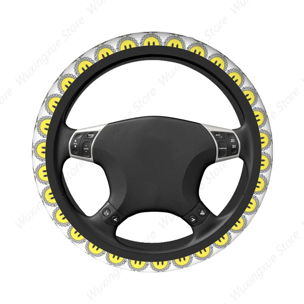 38cm Car Steering Wheel Covers Smile Face Elastic Smiling Auto Decoration Suitable Auto Accessories