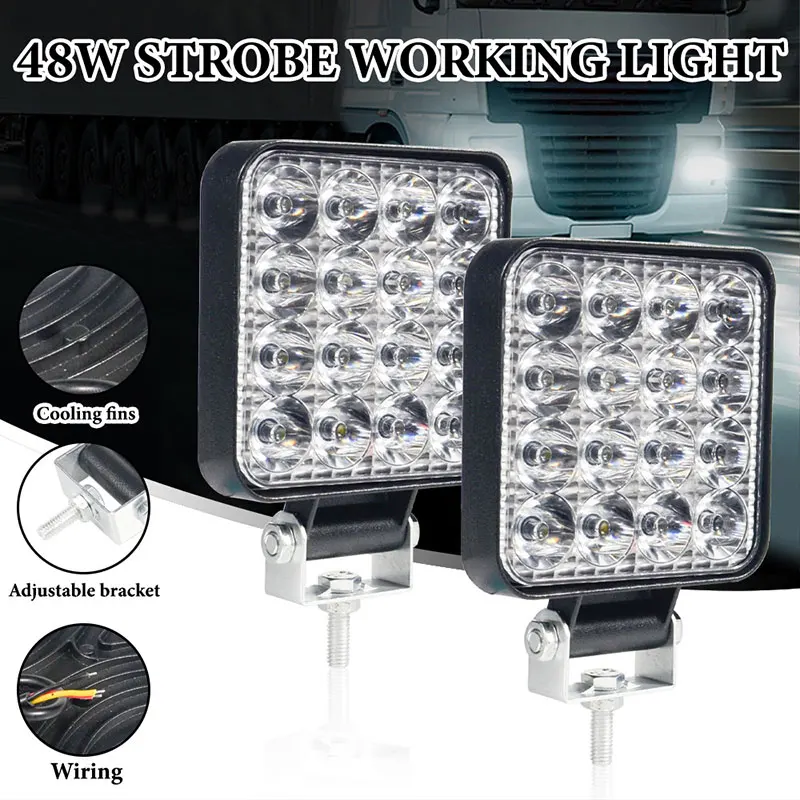 

1PCS 16LED Mini Work Light Running Lights Bar for Off Road Jeep Car Motorcycle SUV ATVS Potlight 12V White Car Accessories