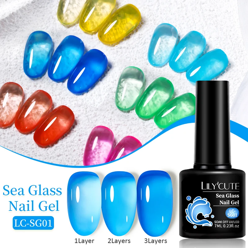 LILYCUTE 7ML Jelly Glass Gel Nail Polish Vernis Semi Permanent Summer Colorful Translucent Gel Polish Nail Art Soak Off Nail Gel