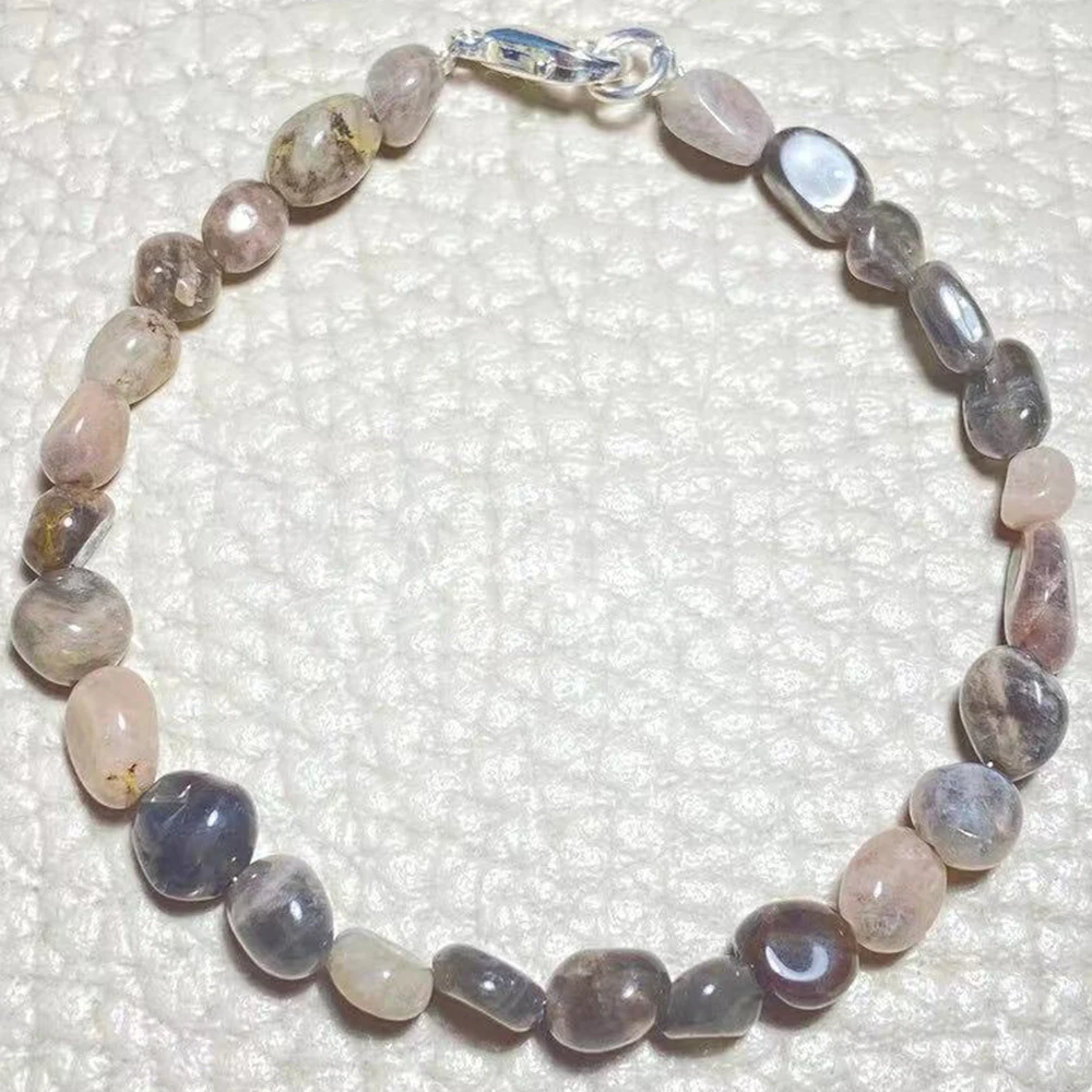 MG1881 Natural Pink Opal Sunstone Black Tourmaline Topaz Lapis Lazuli Tumbled Beads Anklet Mini Gemstone Energy Jewelry