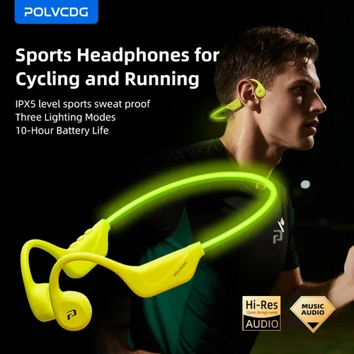 POLVCDG X1pro conducción ósea luz nocturna auriculares IPX5 noche correr luz nocturna auriculares Bluetooth ciclismo auriculares