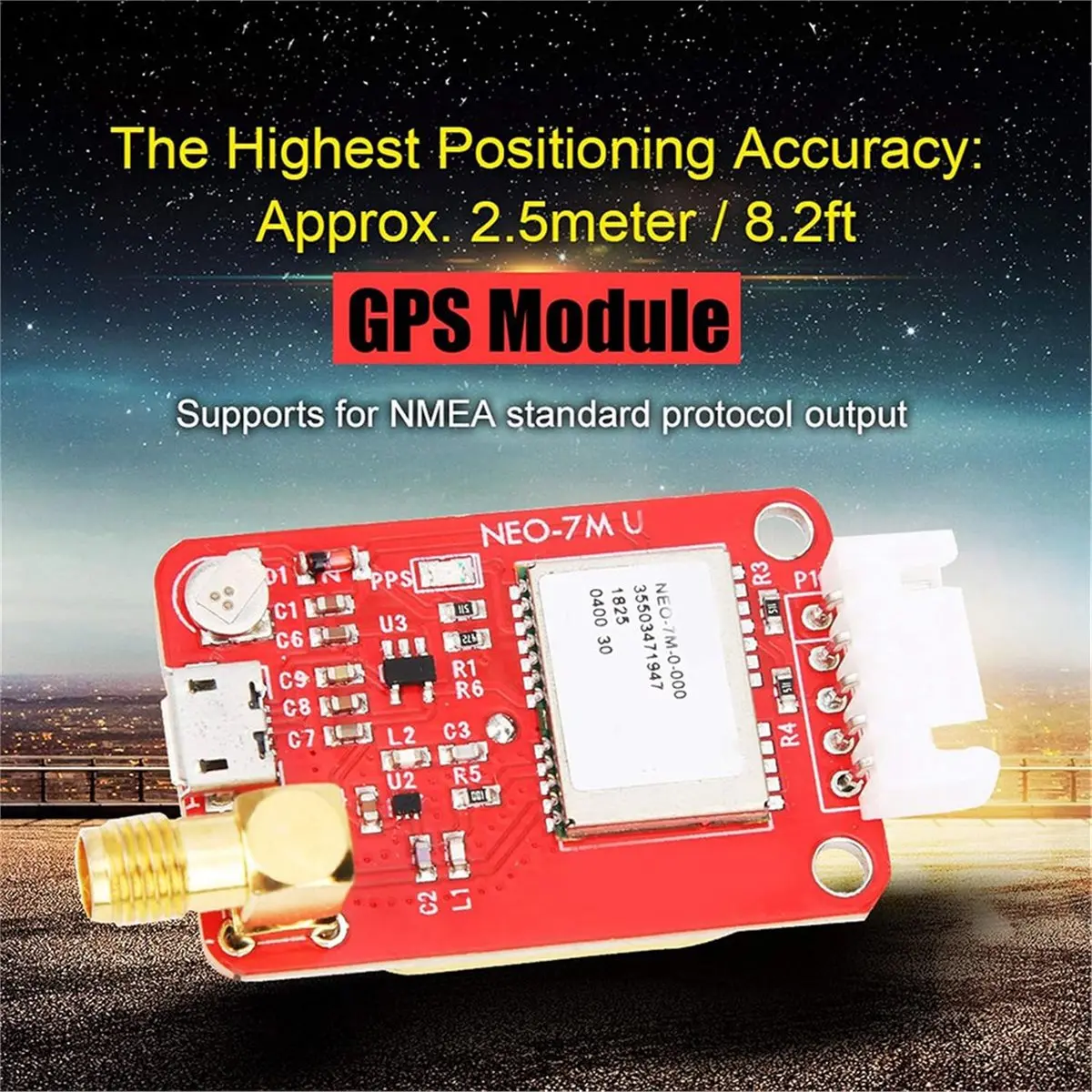 

Модуль NEO-7M, навигационная плата спутникового позиционирования с линией подключения, носителем последовательной связи, керамической антенной
