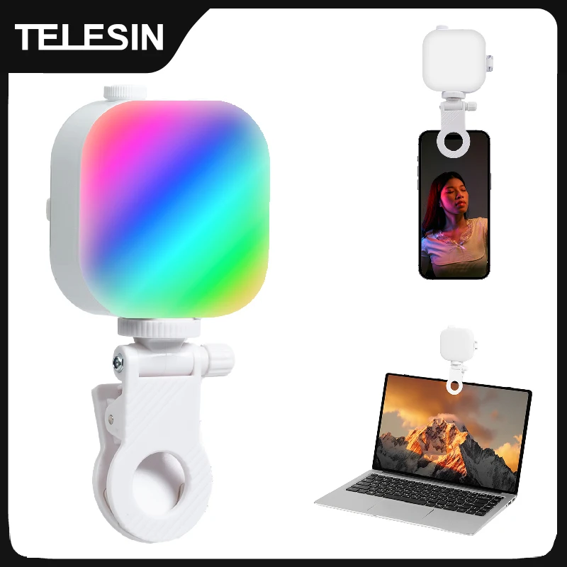 TELESIN Magnetic Selfie Light For IPhone IPad Mobile Phone Laptop Photo Ringlight Colorful Fill Light 60 LED Photography Lamp