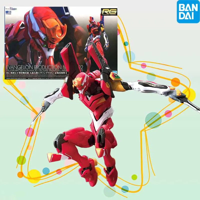 BANDAI Original GUNDAM RG EVA SERIES EVA 2 MACHINE  Anime Action Figure Assembly Model Toys Collectible Model Ornaments Gifts