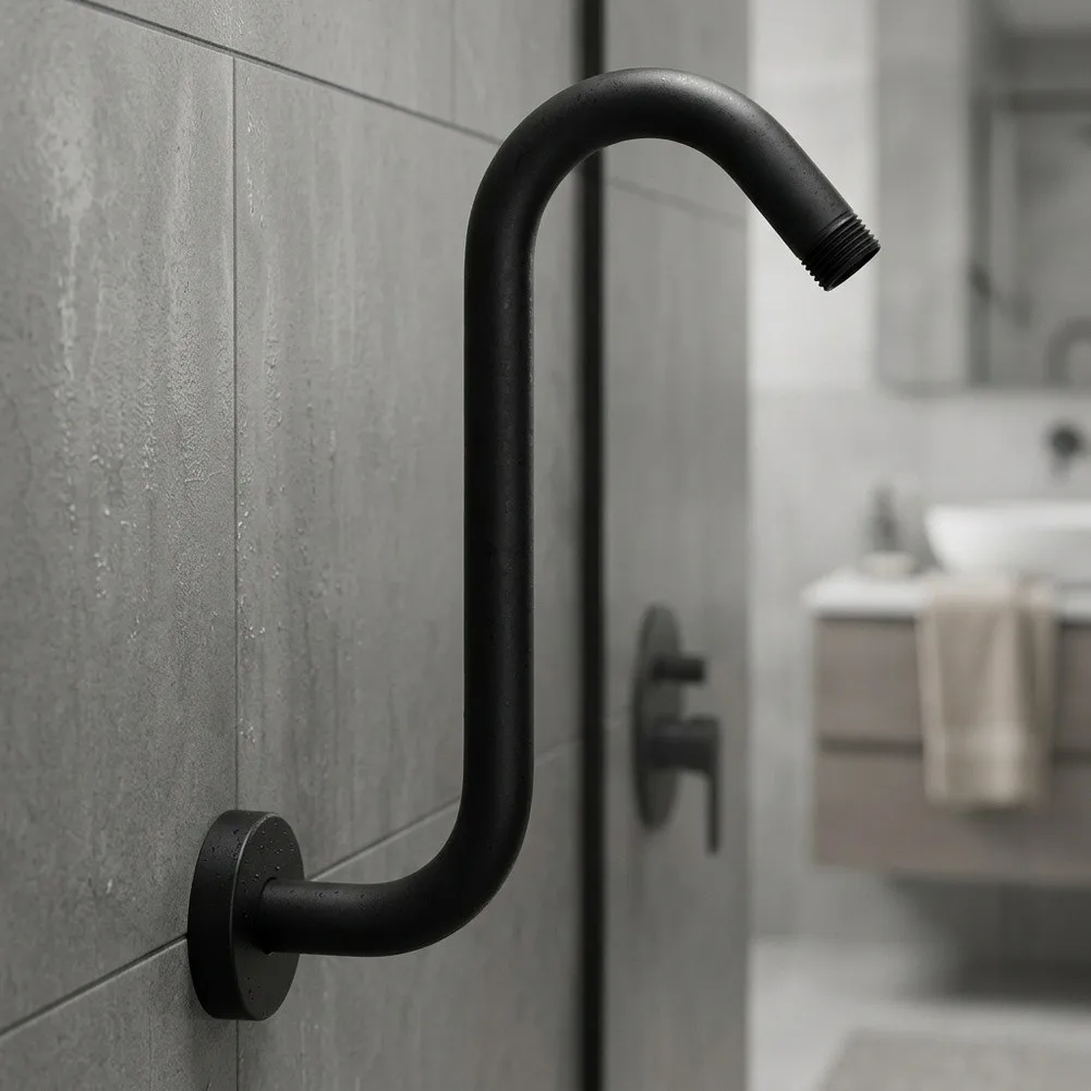 for S Shaped Shower Arm for Wall Mounted Applications 10 Inch Length with Flange and 1/2 Inch for male Pipe Thread Compatibility