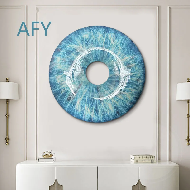 Modern Minimalist Glossy Round Wall Art for Dining Room Living Room Entryway Decor with Electroplated Spray Finish