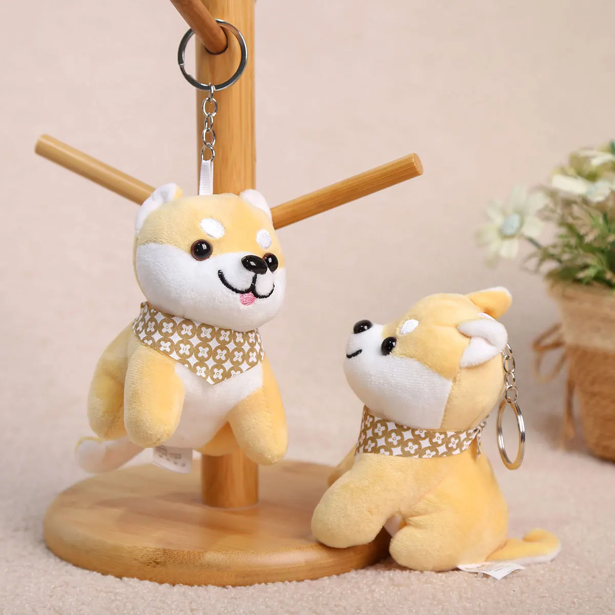 Cartoon Shiba Inu Plüsch Puppe Schlüsselanhänger Lebensechte Tier Welpen Plüsch Puppe Kreative Rucksack Dekoration Anhänger Nettes Geburtstagsgeschenk