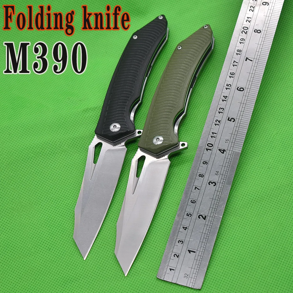 

Pocket Folding Knife M390 Steel G10 Handle Ball Bearing Knife Outdoor Military Knife Camp Survival Fishing EDC Tool Cutter