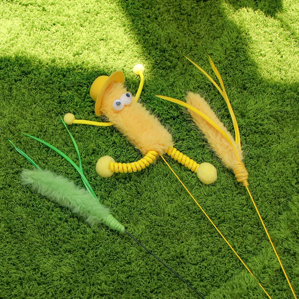 Vogelscheuche – Kreatives Hundeschwanz-Gras-Design, interaktives Katzenspielzeug zum Selbstspielen und Binden, unterhaltsames Jagenübungen,