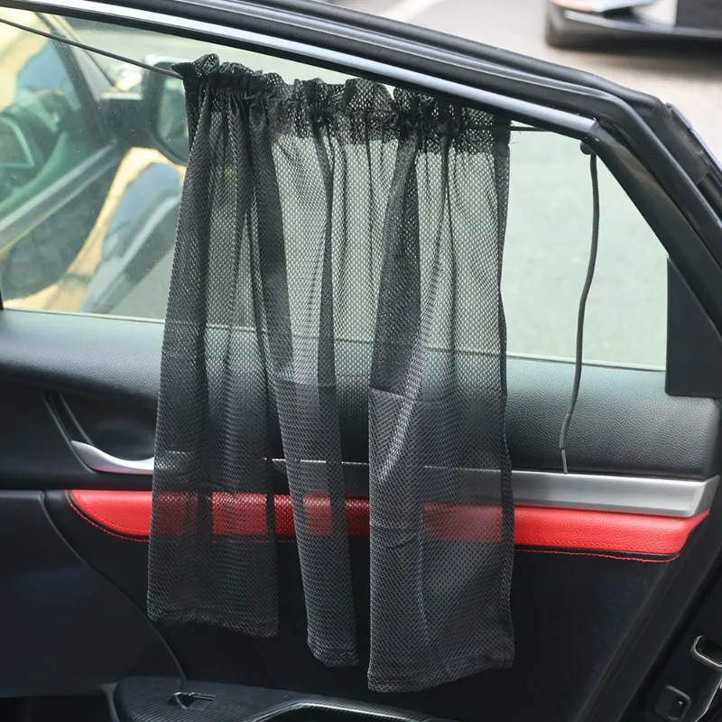 Summer Car Mesh Curtains Suction Cup Type Sunscreen Thermal Insulation Sunshade Auto Side Window UV Protection Sunshade Curtains