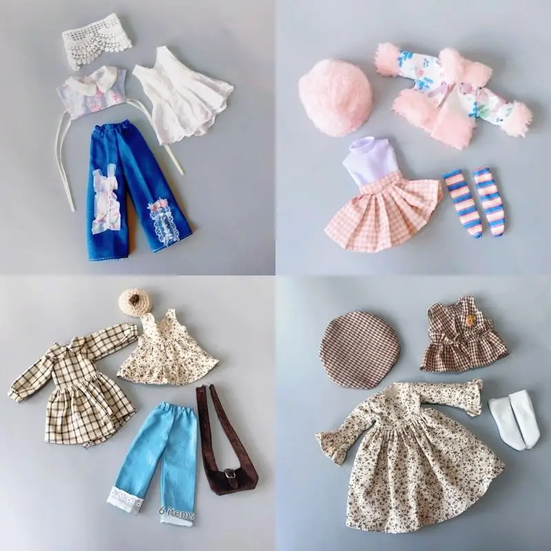 30cm  6 Doll Clothes Handmade Fashion Set Cute Outfit for Creative Play and Dollhouse Decor