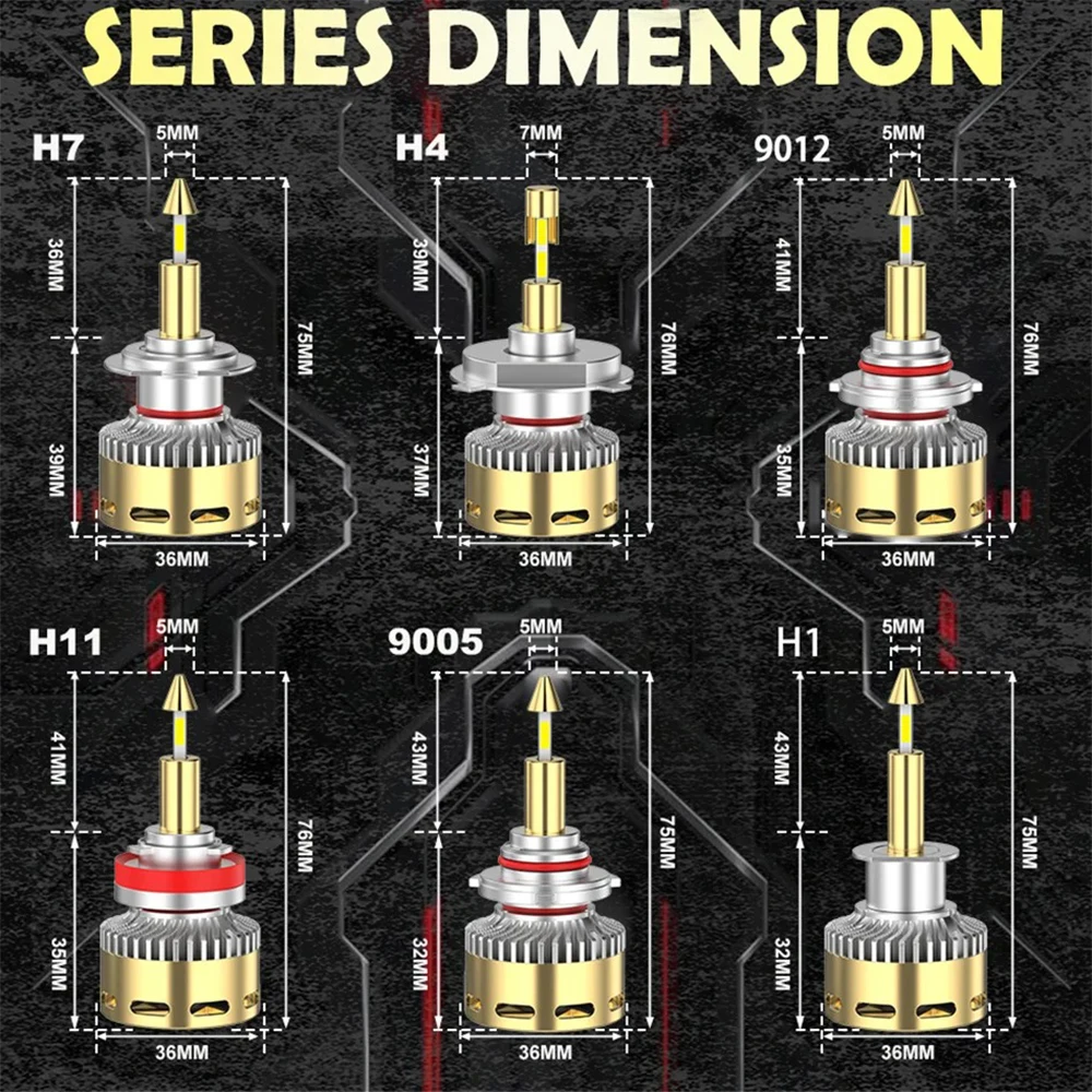 H7 LED Headlights Bulbs for Car Canbus 360 H4 Led Fog Lamp H1 H11 H8 HB3 9005 9012 HIR2 Turbo Auto Daytime Running Light 12V