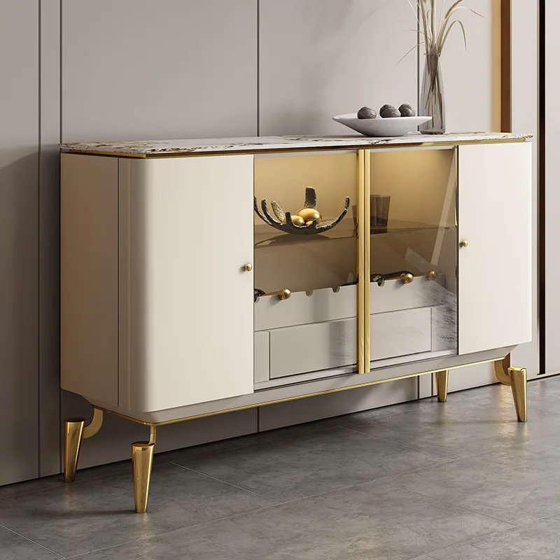 

Dining Room Furniture Luxury Sideboards Console Table Sideboard Marble Top Glass Gate Cabinet