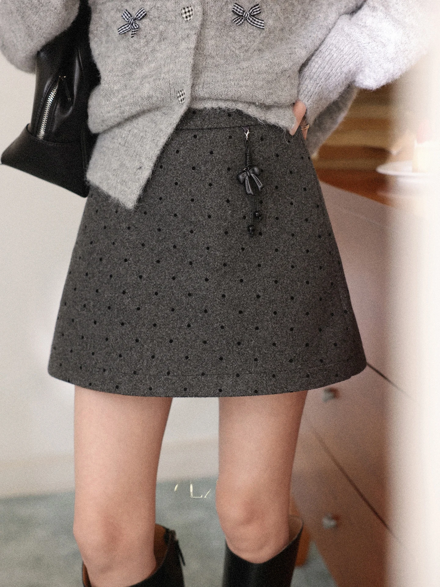 

Юбка-трапеция в горошек Deep ey для женщин, осенне-зимняя, винтажная, с высокой талией, средней длины, для повседневной носки, от Deer South