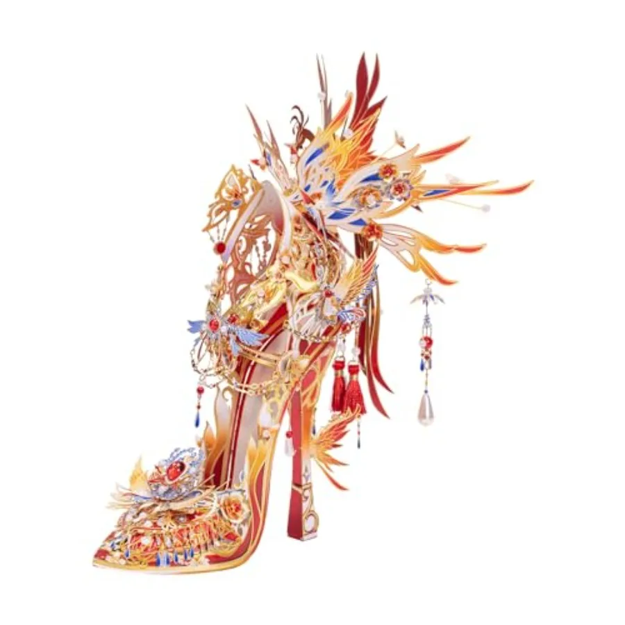 

Metal Puzzles for Adults: Wedding Phoenix Shoe Puzzle, Chinese Red 3D Metal Model Kit, DIY Building Set for Xmas Birthday Weddi