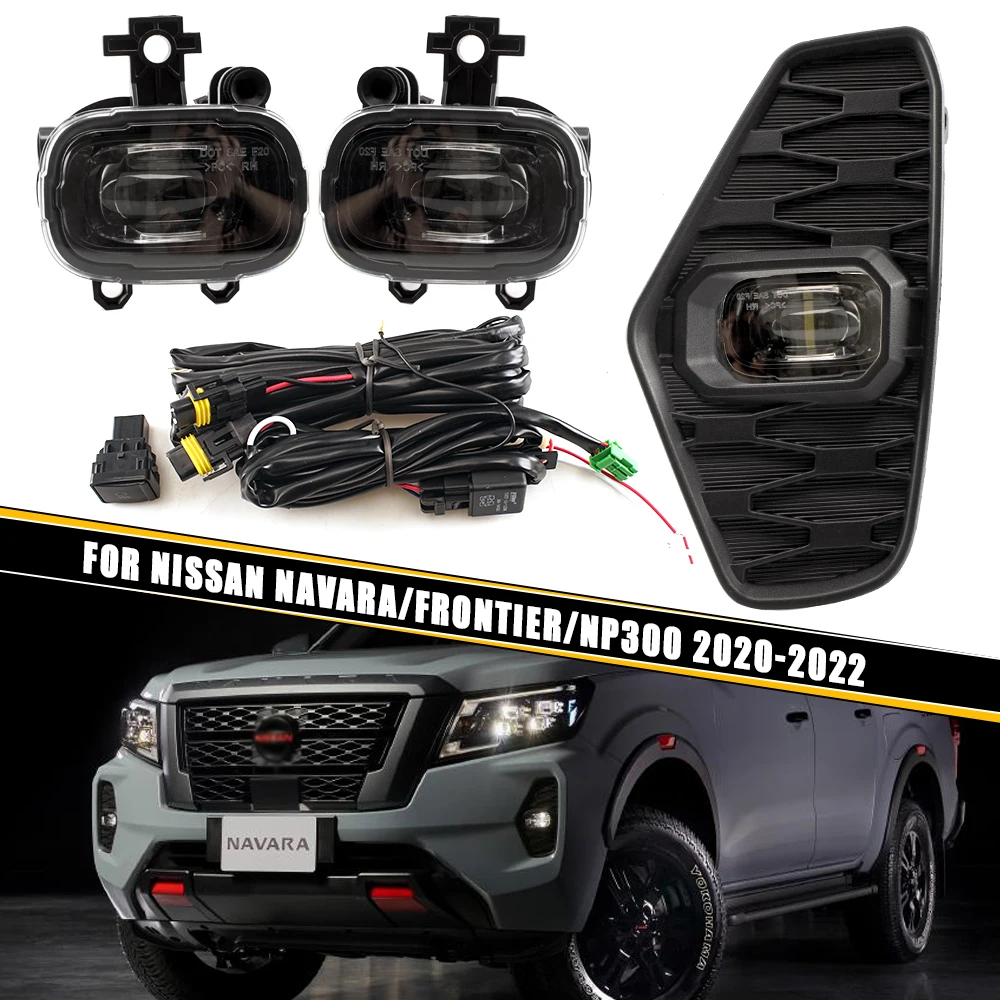 

Front Bumper Fog Lamp Upgrade Kit FOR Nissan Navara FRONTIER NP300 2020-2022 Version Additional Foglight Set Switch + Wiring